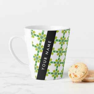 Leaf Pattern, Green Leaves, Your Name Latte Mug