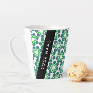 Leaf Pattern, Green Leaves, Your Name Latte Mug