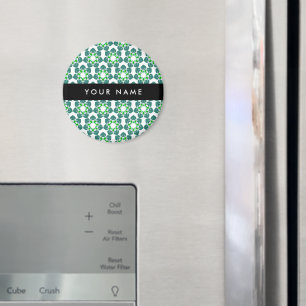Leaf Pattern, Green Leaves, Your Name Magnet