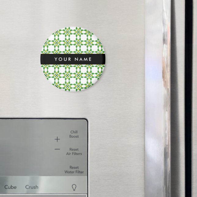 Leaf Pattern, Green Leaves, Your Name Magnet (In Situ (Fridge))