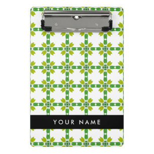 Leaf Pattern, Green Leaves, Your Name Mini Clipboard