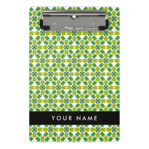 Leaf Pattern, Green Leaves, Your Name Mini Clipboard