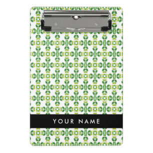 Leaf Pattern, Green Leaves, Your Name Mini Clipboard