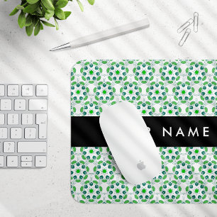 Leaf Pattern, Green Leaves, Your Name Mouse Pad