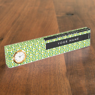 Leaf Pattern, Green Leaves, Your Name Nameplate