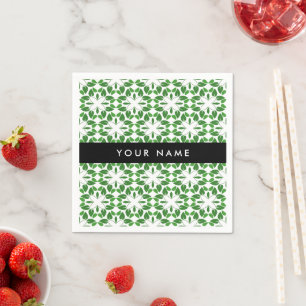 Leaf Pattern, Green Leaves, Your Name Napkin