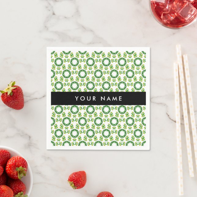 Leaf Pattern, Green Leaves, Your Name Napkin (Insitu)