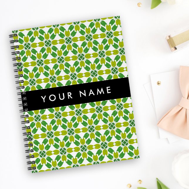 Leaf Pattern, Green Leaves, Your Name Notebook (Creator Uploaded)