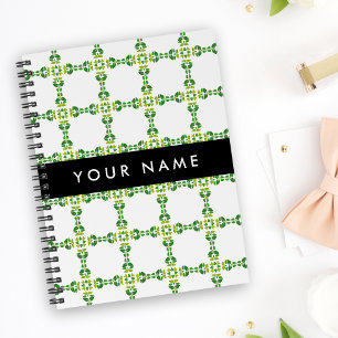 Leaf Pattern, Green Leaves, Your Name Notebook