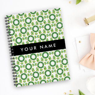 Leaf Pattern, Green Leaves, Your Name Notebook