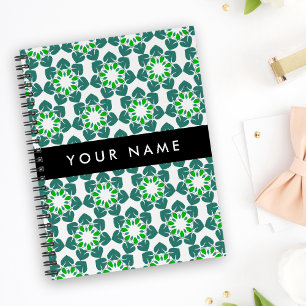 Leaf Pattern, Green Leaves, Your Name Notebook