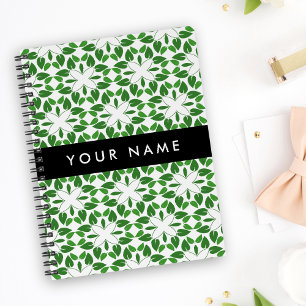 Leaf Pattern, Green Leaves, Your Name Notebook