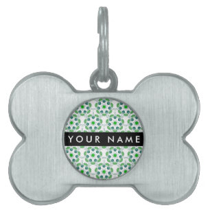 Leaf Pattern, Green Leaves, Your Name Pet ID Tag
