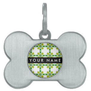 Leaf Pattern, Green Leaves, Your Name Pet ID Tag