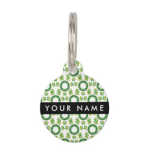 Leaf Pattern, Green Leaves, Your Name Pet Tag