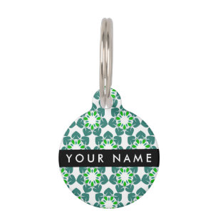Leaf Pattern, Green Leaves, Your Name Pet Tag