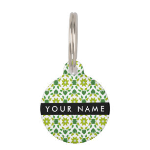 Leaf Pattern, Green Leaves, Your Name Pet Tag