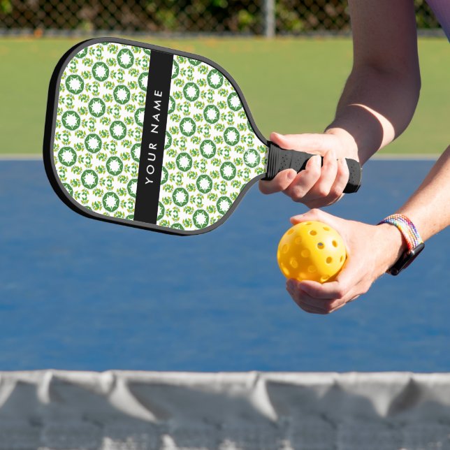 Leaf Pattern, Green Leaves, Your Name Pickleball Paddle (Insitu)