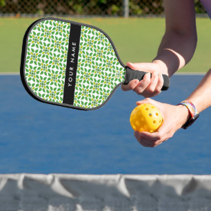 Leaf Pattern, Green Leaves, Your Name Pickleball Paddle