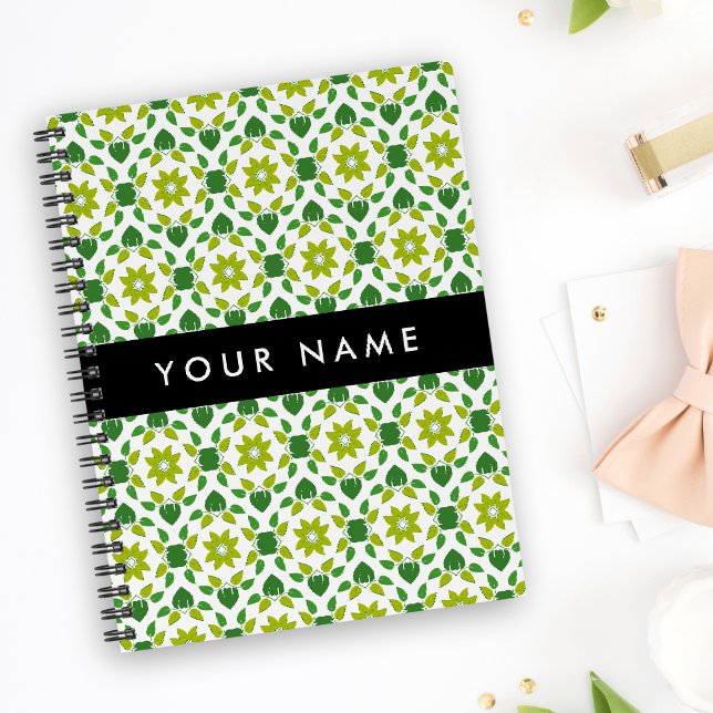 Leaf Pattern, Green Leaves, Your Name Planner (Creator Uploaded)