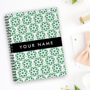 Leaf Pattern, Green Leaves, Your Name Planner