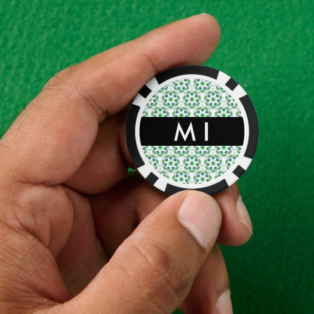 Leaf Pattern, Green Leaves, Your Name Poker Chips (Hand)