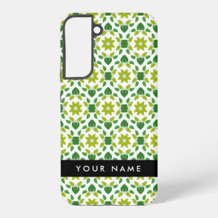 Leaf Pattern, Green Leaves, Your Name Samsung Galaxy Case