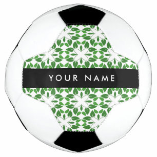 Leaf Pattern, Green Leaves, Your Name Soccer Ball