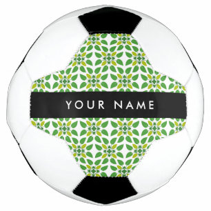 Leaf Pattern, Green Leaves, Your Name Soccer Ball