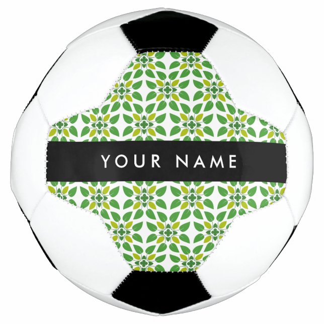 Leaf Pattern, Green Leaves, Your Name Soccer Ball (Front)