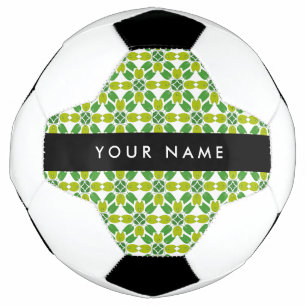 Leaf Pattern, Green Leaves, Your Name Soccer Ball