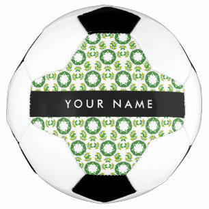 Leaf Pattern, Green Leaves, Your Name Soccer Ball