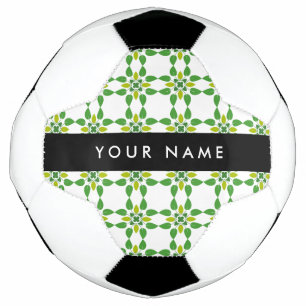 Leaf Pattern, Green Leaves, Your Name Soccer Ball