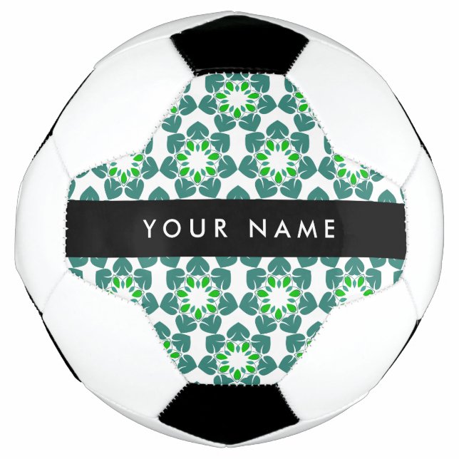 Leaf Pattern, Green Leaves, Your Name Soccer Ball (Front)