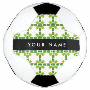 Leaf Pattern, Green Leaves, Your Name Soccer Ball