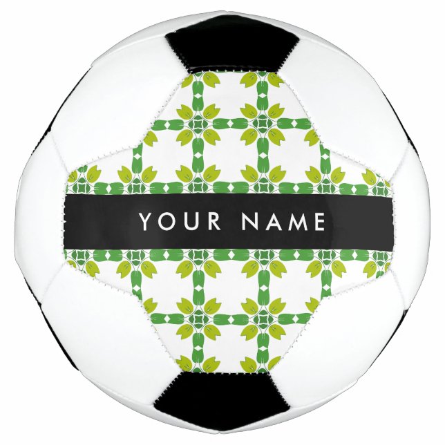 Leaf Pattern, Green Leaves, Your Name Soccer Ball (Front)
