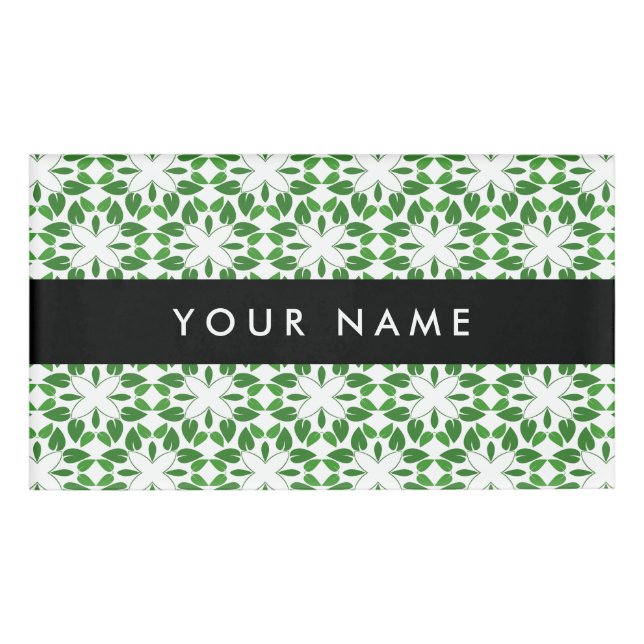Leaf Pattern, Green Leaves, Your Name Tag (Front)