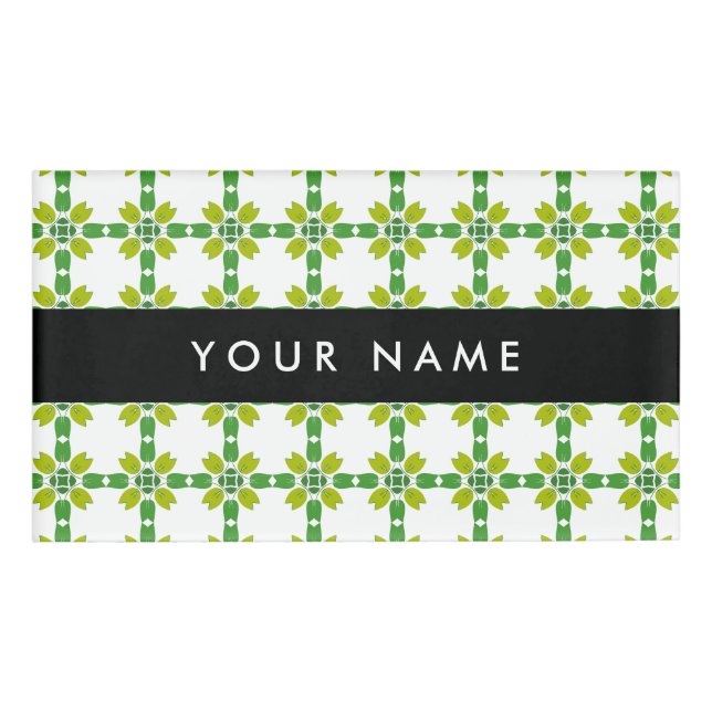 Leaf Pattern, Green Leaves, Your Name Tag (Front)