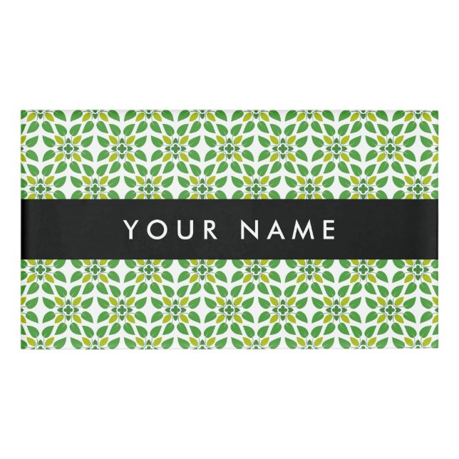 Leaf Pattern, Green Leaves, Your Name Tag (Front)