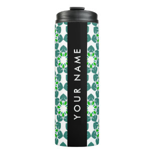 Leaf Pattern, Green Leaves, Your Name Thermal Tumbler