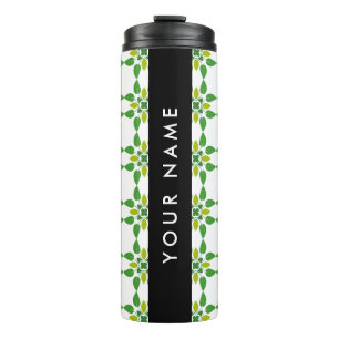 Leaf Pattern, Green Leaves, Your Name Thermal Tumbler