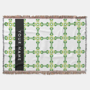 Leaf Pattern, Green Leaves, Your Name Throw Blanket
