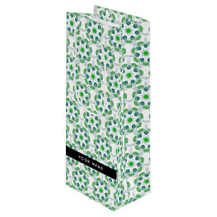 Leaf Pattern, Green Leaves, Your Name Wine Gift Bag