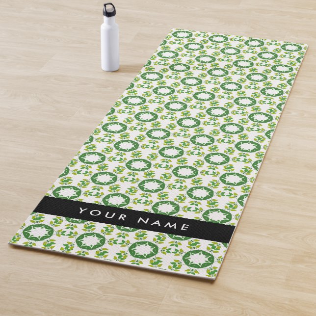 Leaf Pattern, Green Leaves, Your Name Yoga Mat (In Situ)