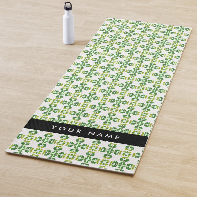 Leaf Pattern, Green Leaves, Your Name Yoga Mat (In Situ)