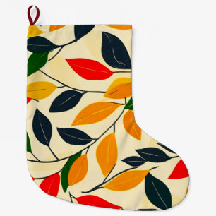 Leaf Pattern Large Christmas Stocking
