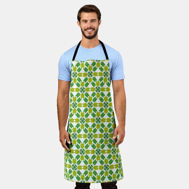 Leaf Pattern, Pattern Of Leaves, Green Leaves Apron (Worn)