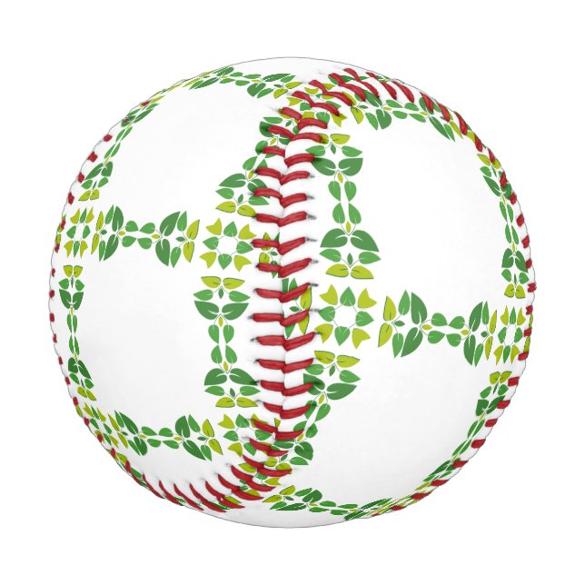 Leaf Pattern, Pattern Of Leaves, Green Leaves Baseball (Angled)