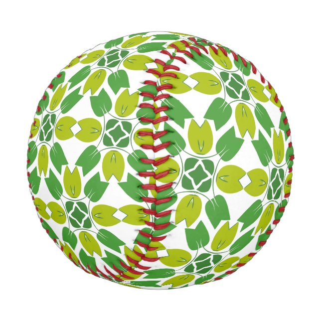 Leaf Pattern, Pattern Of Leaves, Green Leaves Baseball (Angled)