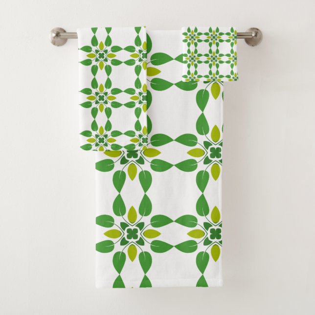 Leaf Pattern, Pattern Of Leaves, Green Leaves Bath Towel Set (Insitu)